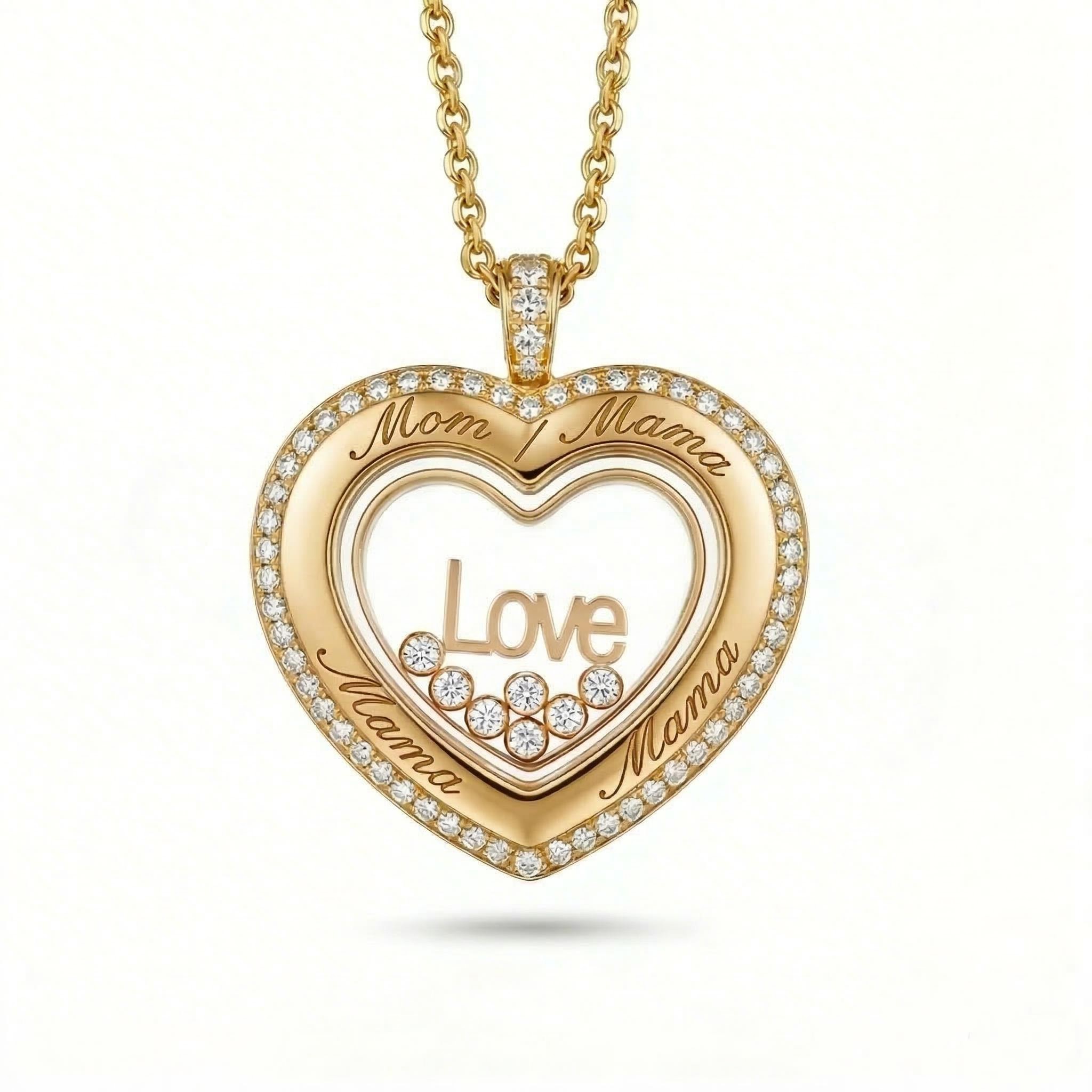 Personalized Mom’s Dancing Diamond Heart Locket Pendant Personalized Mom’s Dancing Diamond Heart Locket Pendant