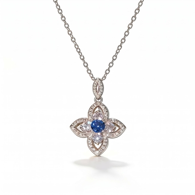 Lucky Clover Multi-Color Round Cut S925 Silver Necklace