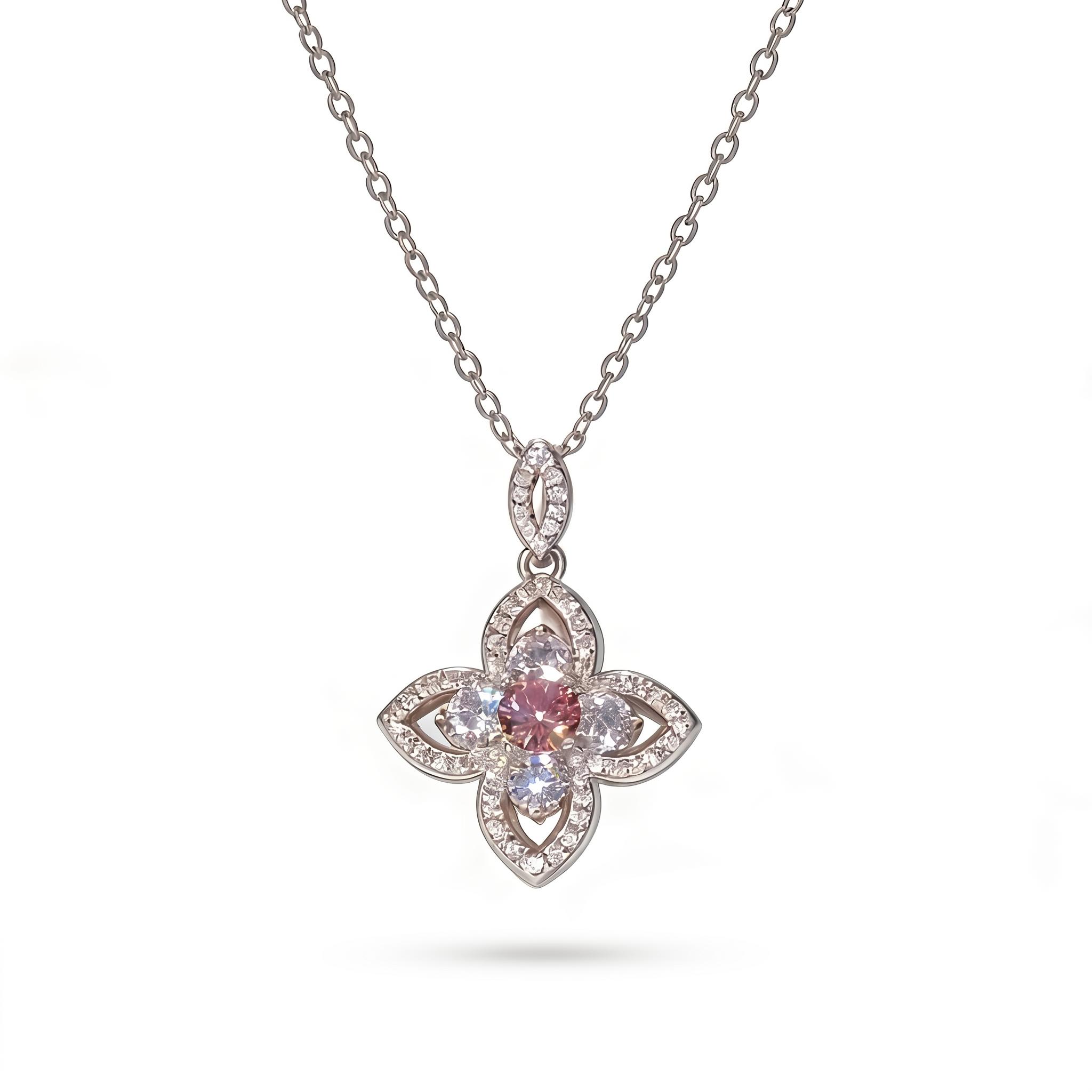 Lucky Clover Multi-Color Round Cut S925 Silver Necklace