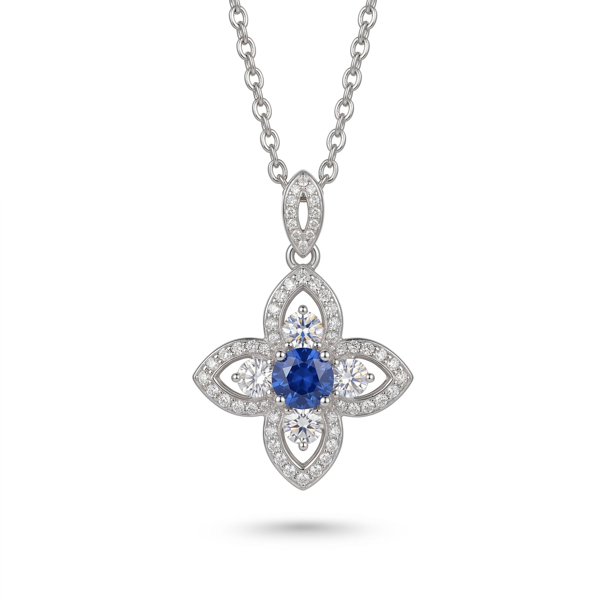 Lucky Clover Multi-Color Round Cut S925 Silver Necklace Lucky Clover Multi-Color Round Cut S925 Silver Necklace