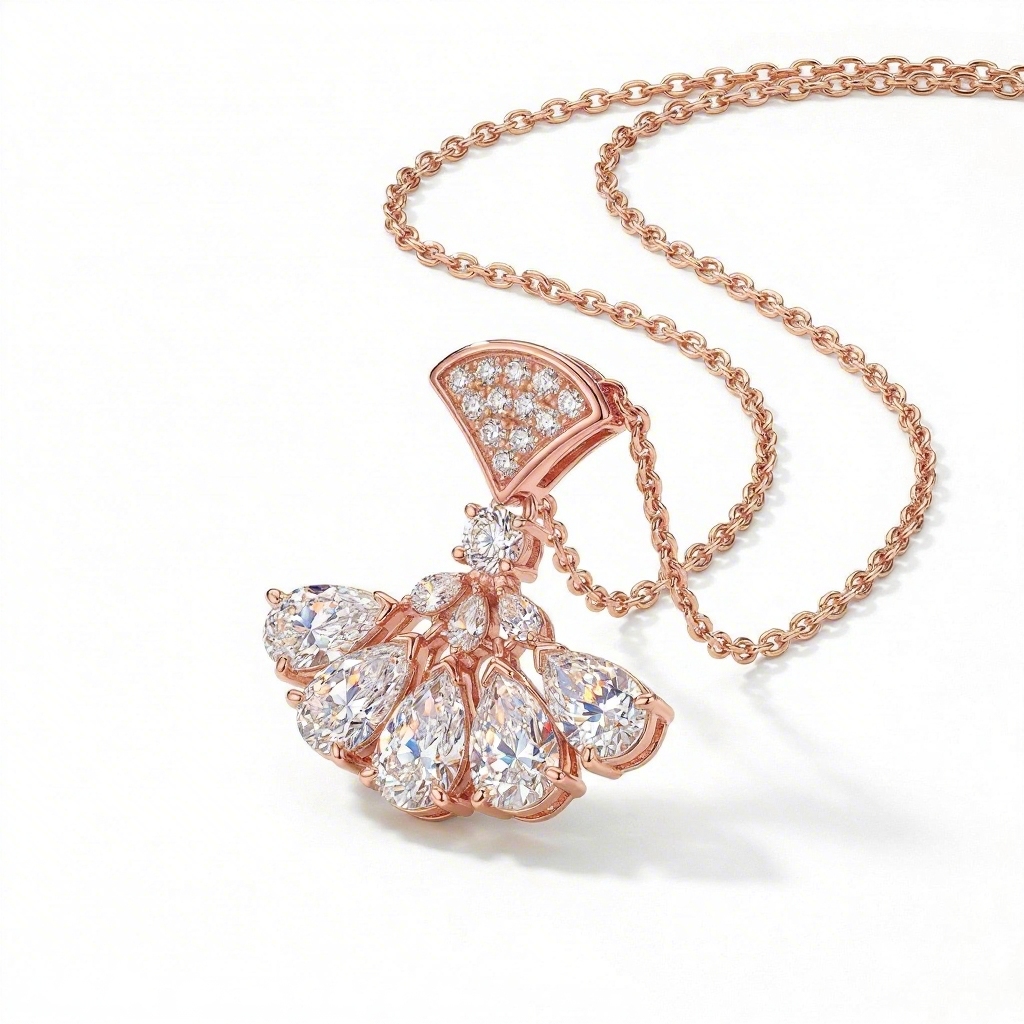 3.5 ct.tw Elegant Sector Dangling Round & Pear Cut S925 Silver Pendant Necklace