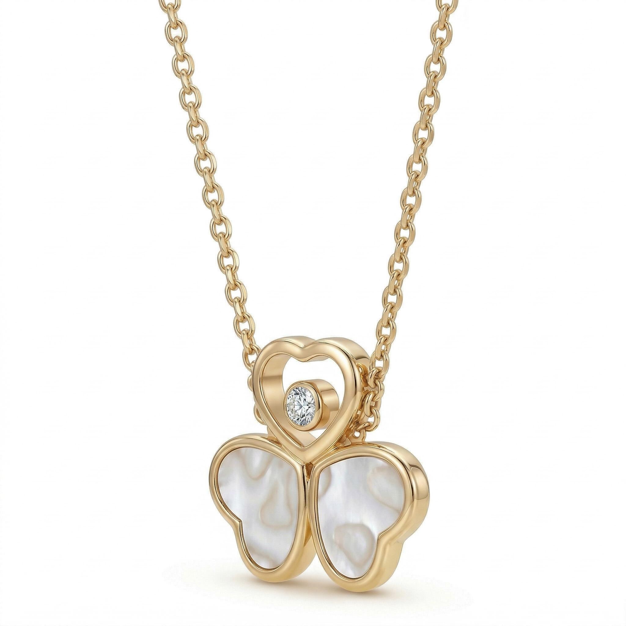 0.5 ct.tw Heart-Shaped with Round Dancing Diamond & Mother of Pearl Pendant Necklace