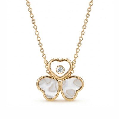 0.5 ct.tw Heart-Shaped with Round Dancing Diamond & Mother of Pearl Pendant Necklace