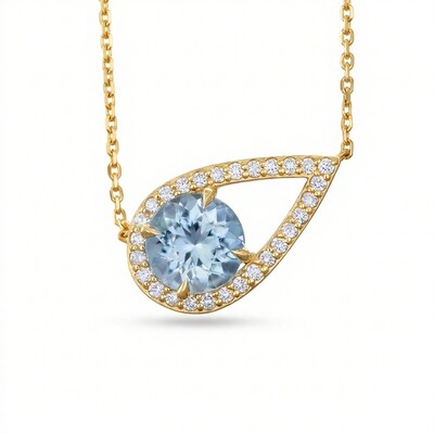 1.5 ct.tw Teardrop Blue Round Cut S925 Silver Pendant Necklace