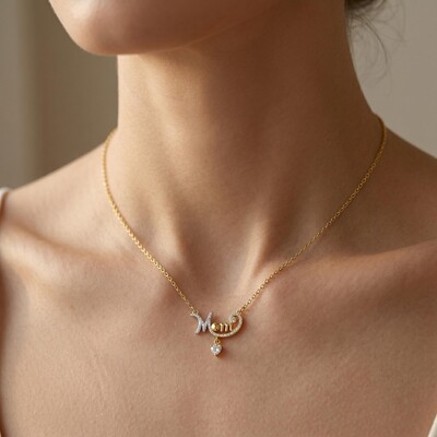 0.5 ct.tw. Mom with Heart Diamond S925 Silver Pendant Necklace