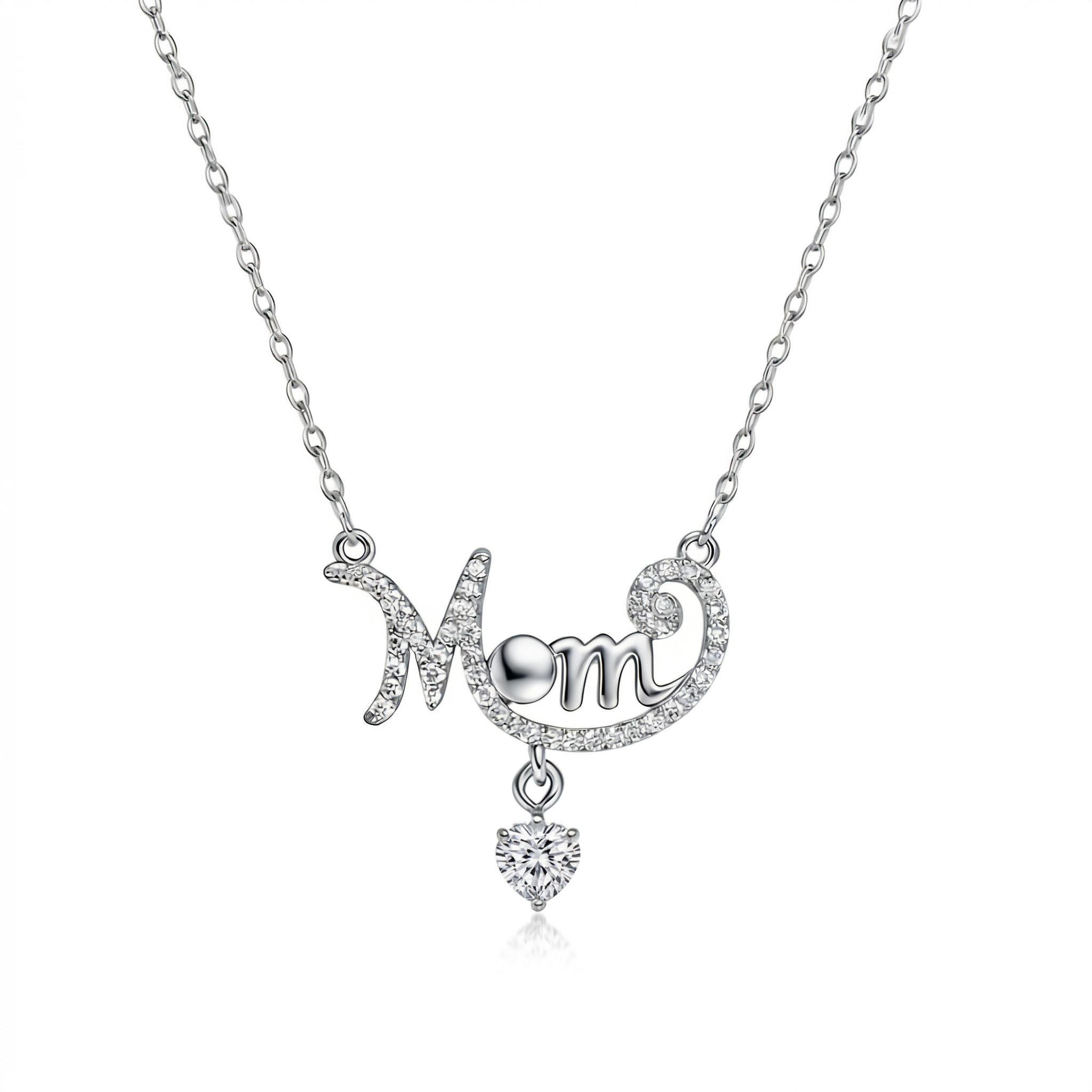0.5 ct.tw Mom with Heart Diamond S925 Silver Pendant Necklace
