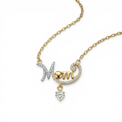 0.5 ct.tw Mom with Heart Diamond S925 Silver Pendant Necklace