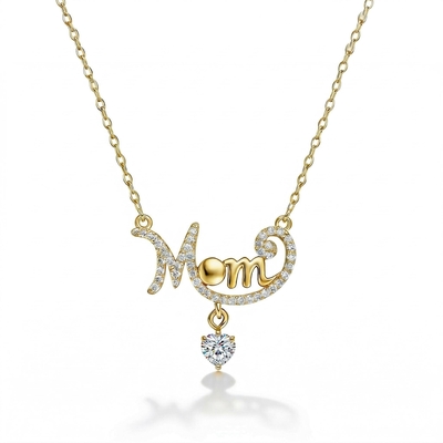 0.5 ct.tw. Mom with Heart Diamond S925 Silver Pendant Necklace