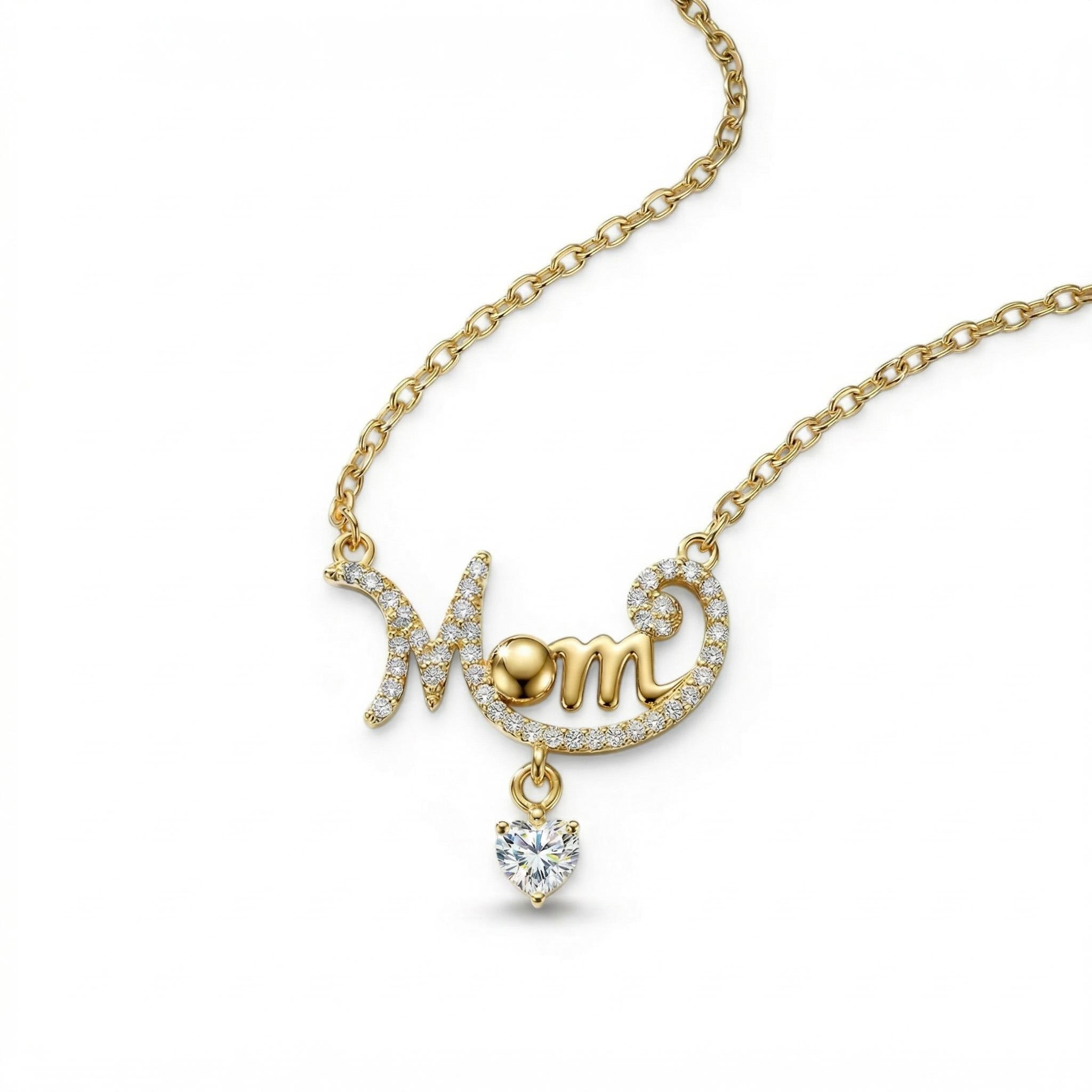 0.5ct.tw. Mom with Heart Diamond S925 Silver Pendant Necklace 0.5ct.tw. Mom with Heart Diamond S925 Silver Pendant Necklace