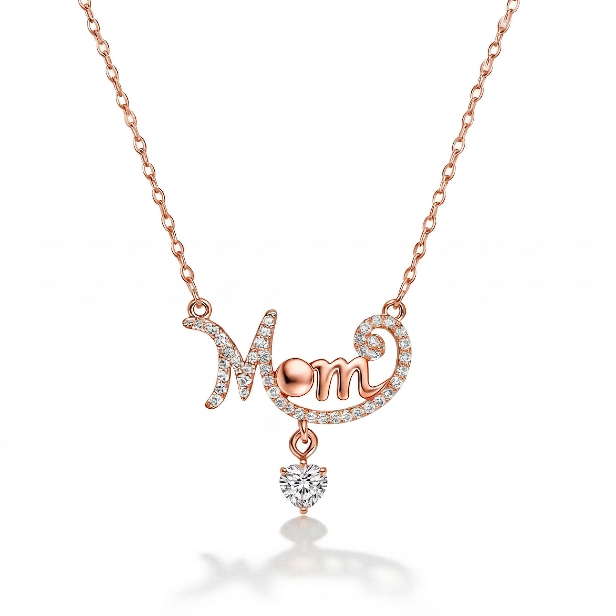 0.5ct.tw. Mom with Heart Diamond S925 Silver Pendant Necklace 0.5ct.tw. Mom with Heart Diamond S925 Silver Pendant Necklace