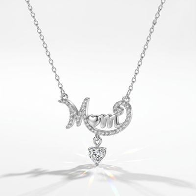 0.5ct.tw. Mom with Heart Diamond S925 Silver Pendant Necklace