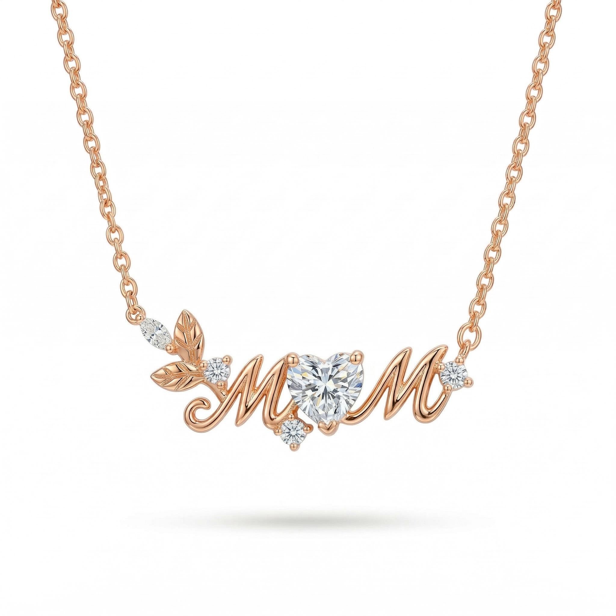 1.01 ct.tw. Heart Cut "MoM" S925 Silver Pendant Necklace 1.01 ct.tw. Heart Cut "MoM" S925 Silver Pendant Necklace