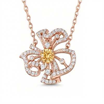 2.2 ct.tw Waving Floral Round Cut S925 Silver Pendant Necklace