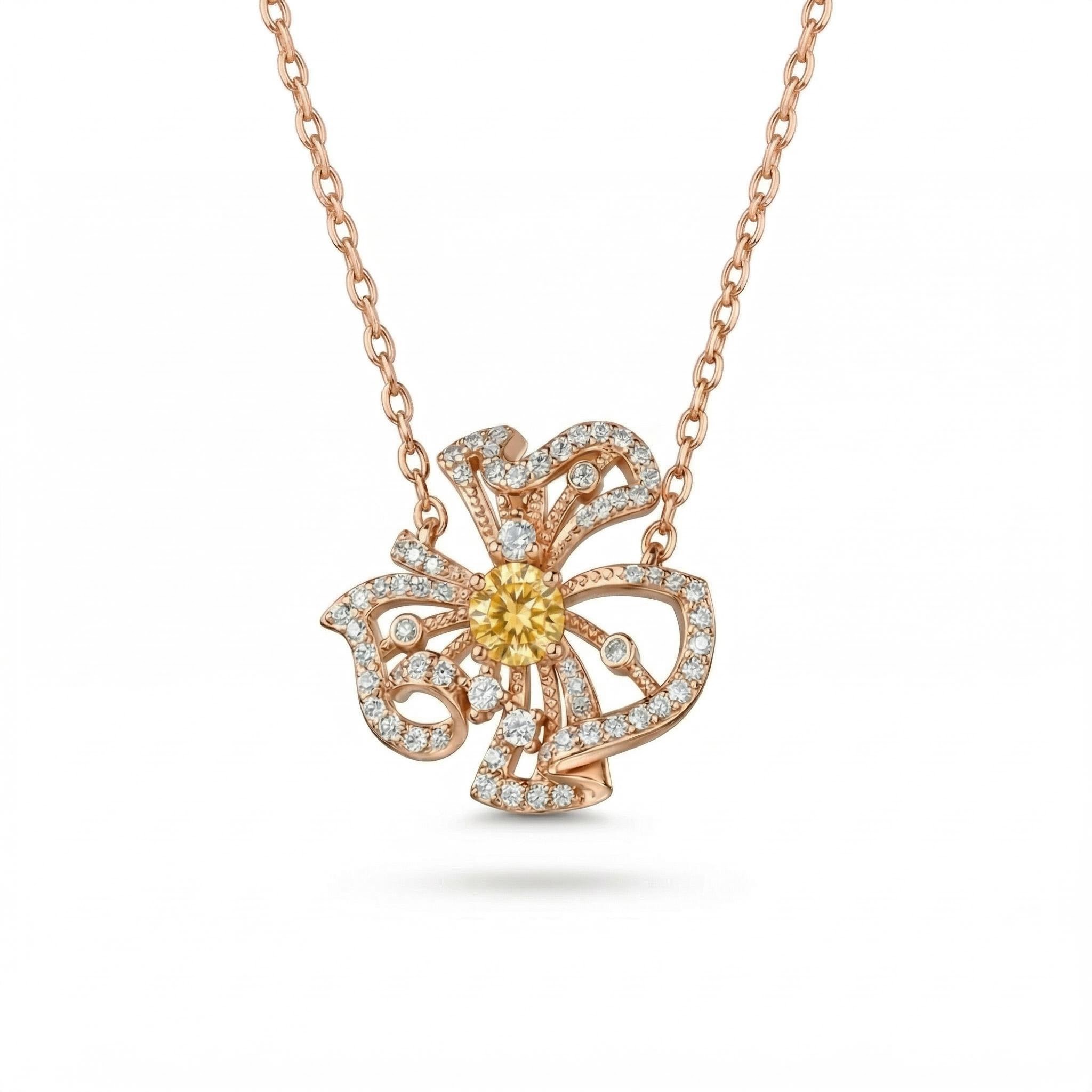 2.2 ct.tw. Waving Floral Round Cut S925 Silver Pendant Necklace 2.2 ct.tw. Waving Floral Round Cut S925 Silver Pendant Necklace