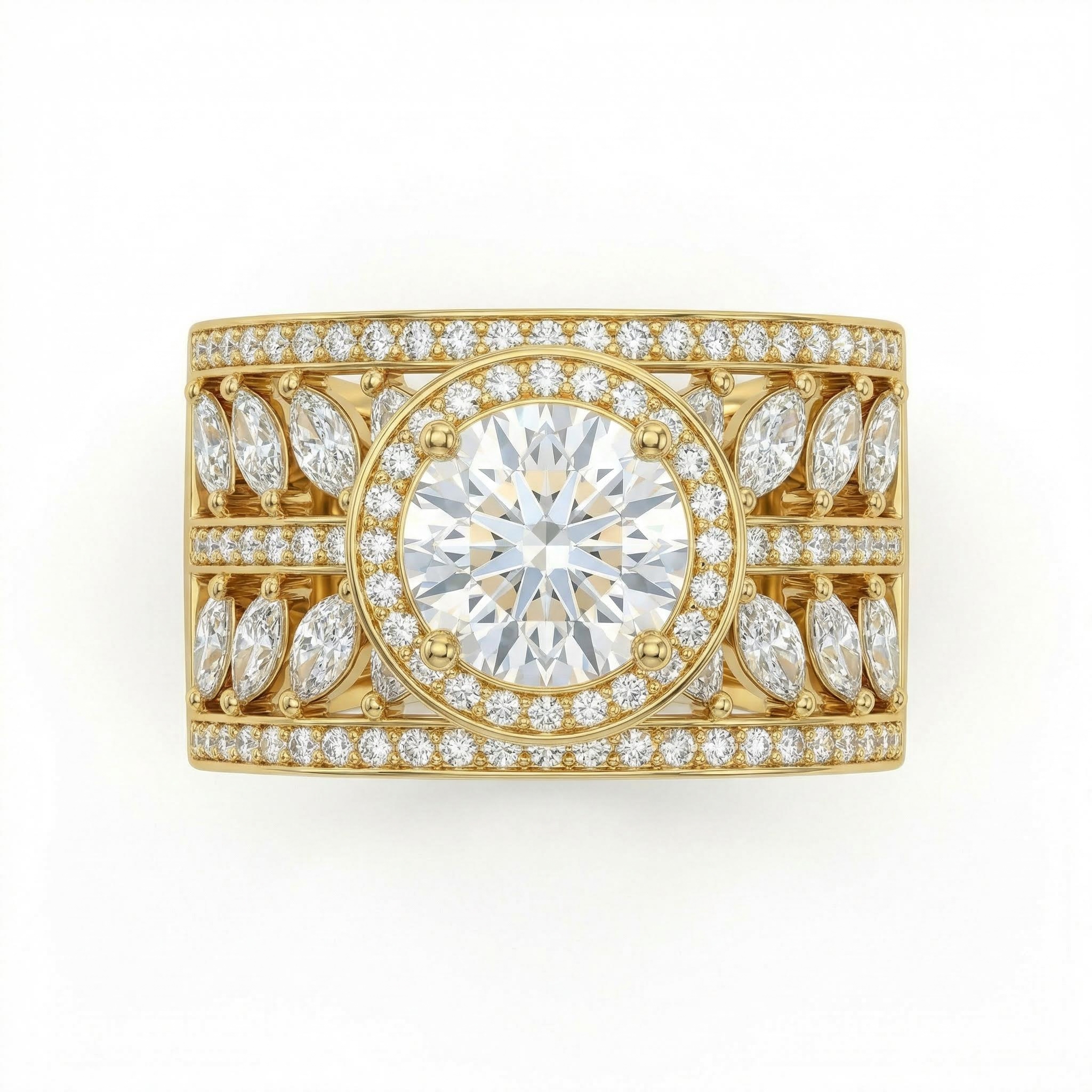 7.85Ct CTW Halo & Paved Band Round&Marquise Cut VVS Moissanite S925 Silver Engagement Ring 7.85Ct CTW Halo & Paved Band Round&Marquise Cut VVS Moissanite S925 Silver Engagement Ring