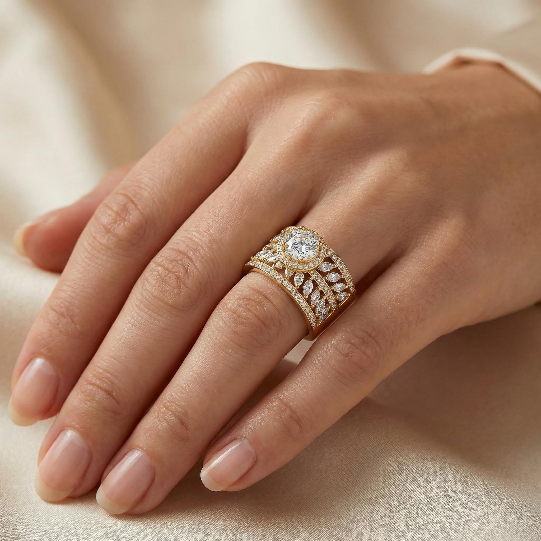 7.85Ct CTW Halo & Paved Band Round&Marquise Cut VVS Moissanite S925 Silver Engagement Ring 7.85Ct CTW Halo & Paved Band Round&Marquise Cut VVS Moissanite S925 Silver Engagement Ring