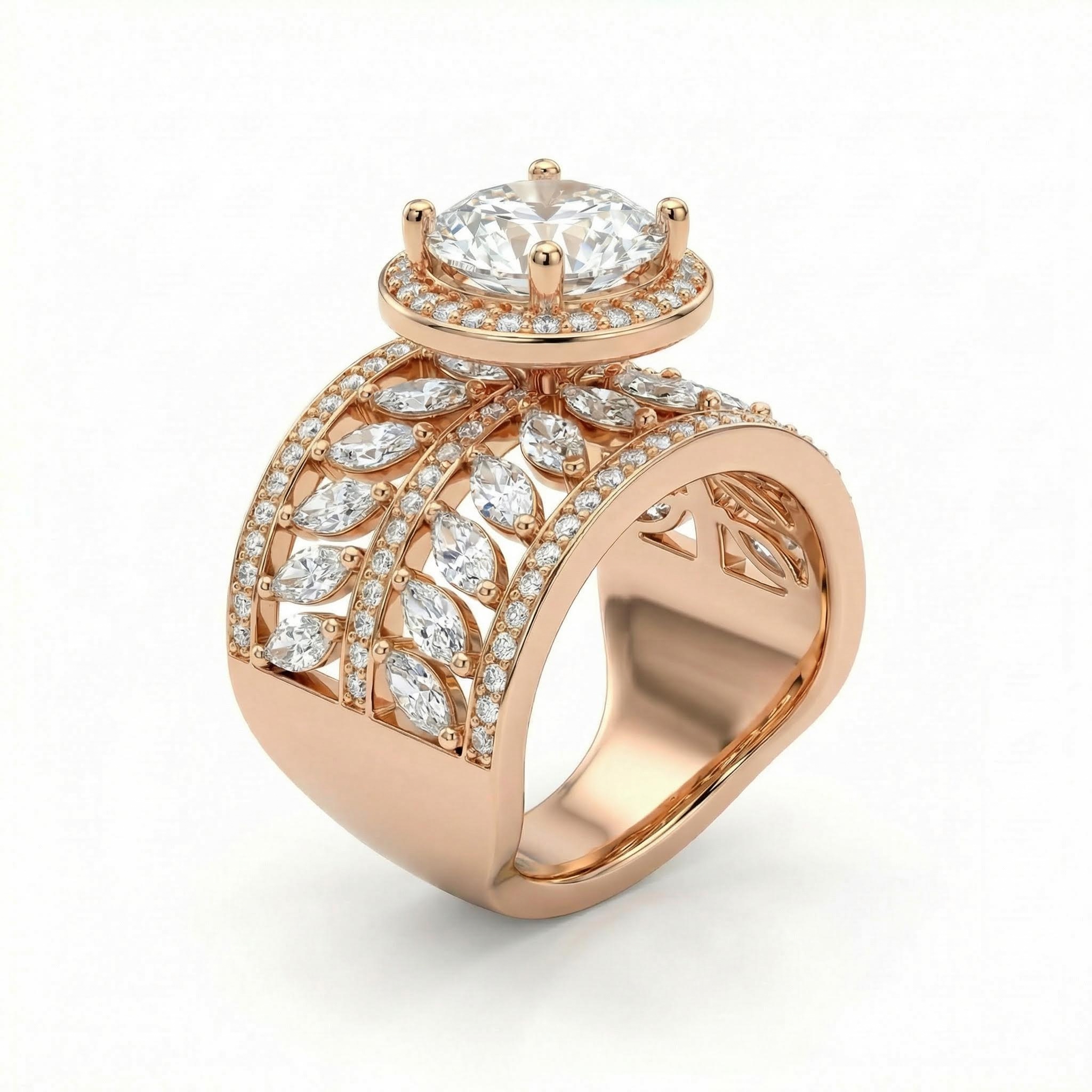 7.85Ct CTW Halo & Paved Band Round&Marquise Cut VVS Moissanite S925 Silver Engagement Ring 7.85Ct CTW Halo & Paved Band Round&Marquise Cut VVS Moissanite S925 Silver Engagement Ring