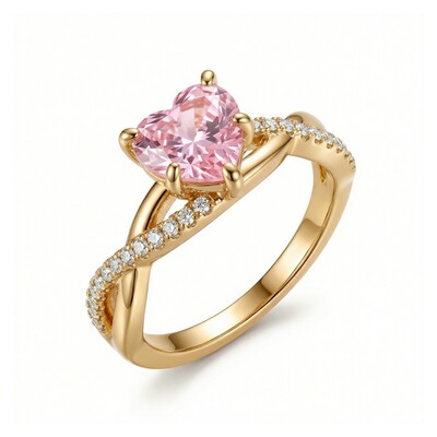 2.14ct. tw. Pink Heart Cut Twisted S925 Silver Engagement Ring