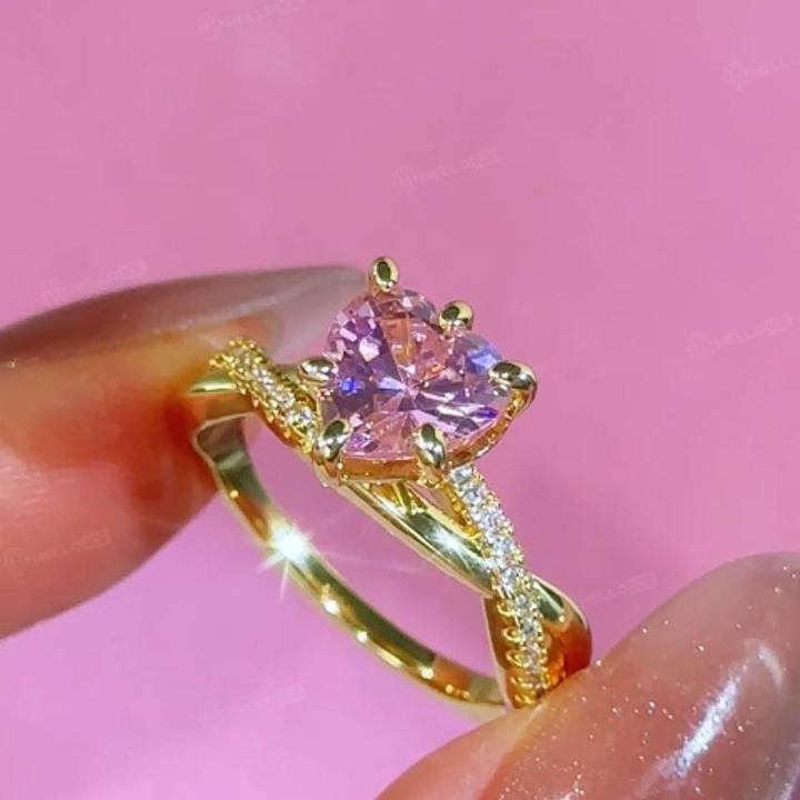 2.14ct. tw. Pink Heart Cut Twisted S925 Silver Engagement Ring 2.14ct. tw. Pink Heart Cut Twisted S925 Silver Engagement Ring