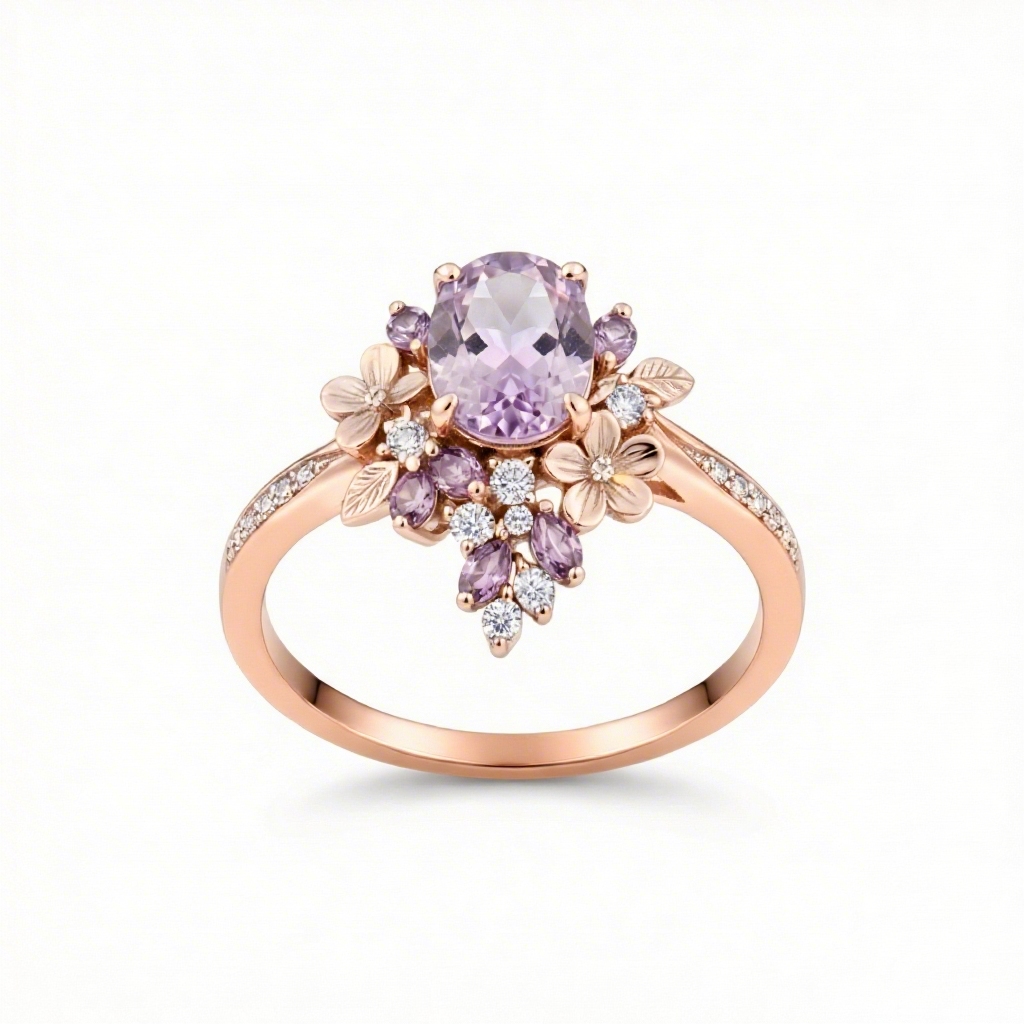 2.2Ct CTW Wisteria Blooming Design Light Purple Oval Cut S925 Silver Wedding & Daily Ring 2.2Ct CTW Wisteria Blooming Design Light Purple Oval Cut S925 Silver Wedding & Daily Ring