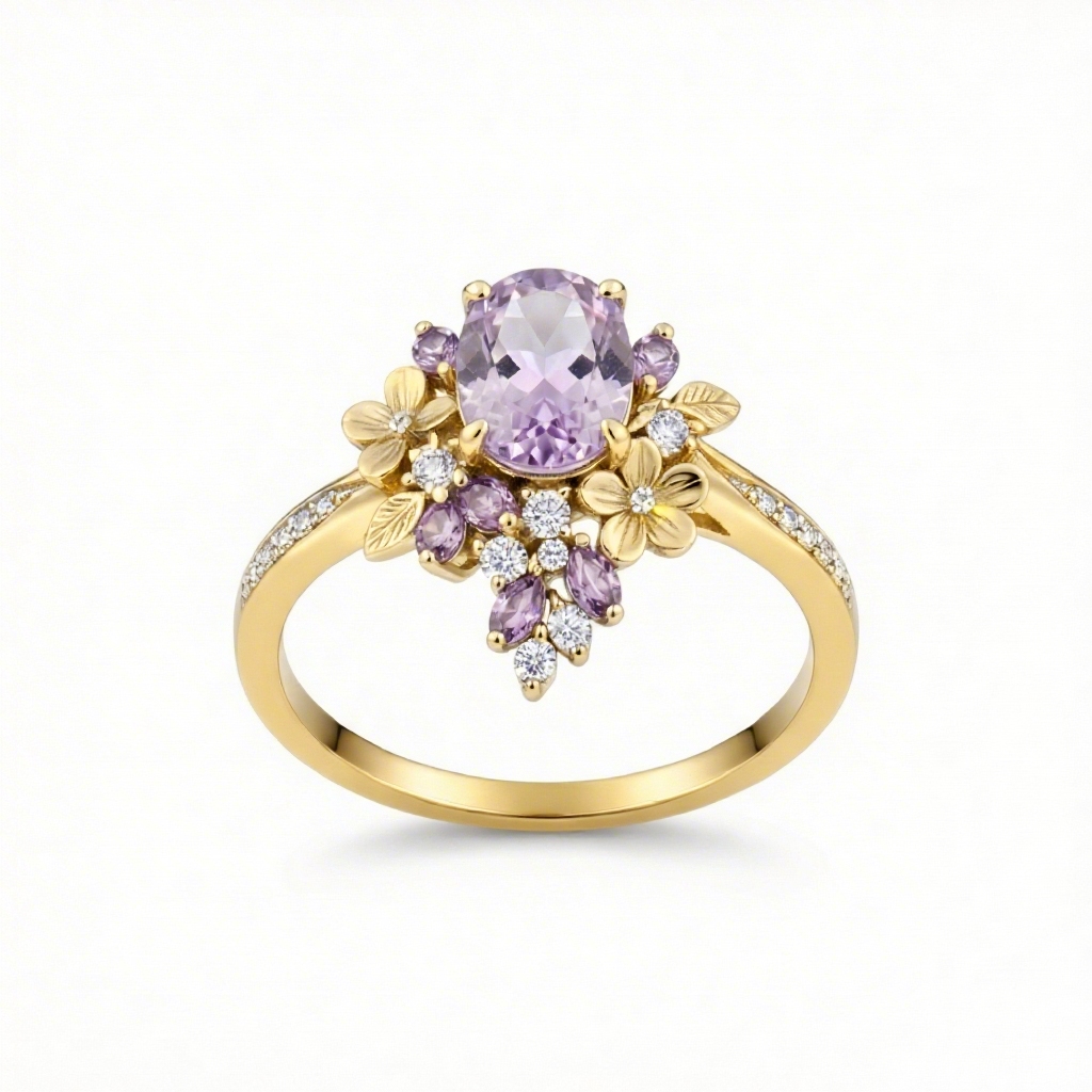 2.2Ct CTW Wisteria Blooming Design Light Purple Oval Cut S925 Silver Wedding & Daily Ring 2.2Ct CTW Wisteria Blooming Design Light Purple Oval Cut S925 Silver Wedding & Daily Ring