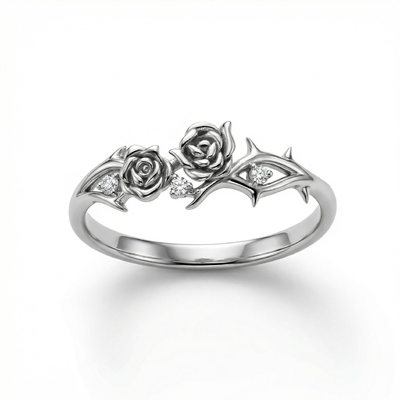 Rose Thorn VVS Moissanite S925 Silver Daily Ring