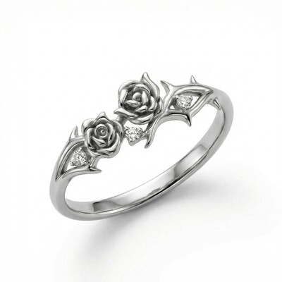 Rose Thorn VVS Moissanite S925 Silver Daily Ring