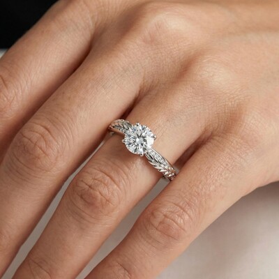 2.03 ct. tw. Wheat-Cloud White Round Cut Engagement Ring