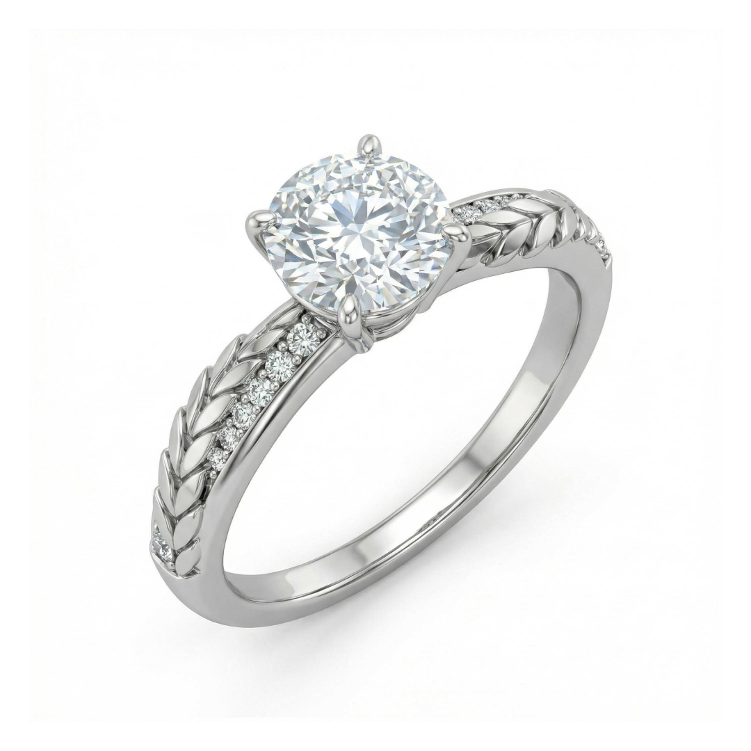 2.03Ct CTW Wheat-Cloud White Round Cut VVS Moissanite S925 Silver Engagement Ring 2.03Ct CTW Wheat-Cloud White Round Cut VVS Moissanite S925 Silver Engagement Ring