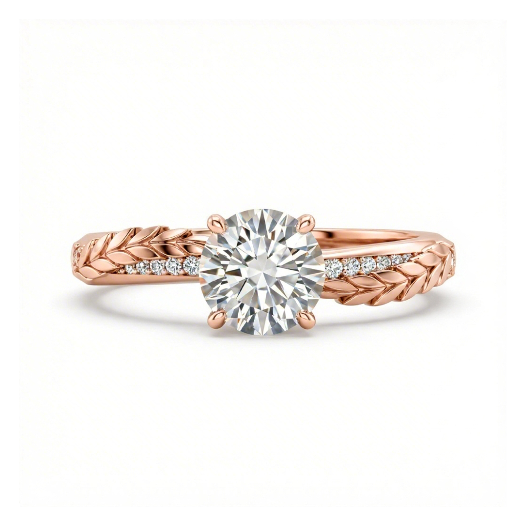 2.03Ct CTW Wheat-Cloud White Round Cut VVS Moissanite S925 Silver Engagement Ring 2.03Ct CTW Wheat-Cloud White Round Cut VVS Moissanite S925 Silver Engagement Ring