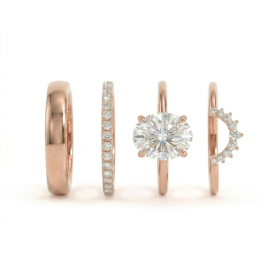 3.2ct CTW Stackable Oval Cut VVS Moissanite S925 Silver Wedding Ring Set-4pcs