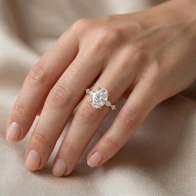 5.64ct. tw. Dazzling Oval with Marquise Cut VVS Moissanite S925 Silver Engagement Ring