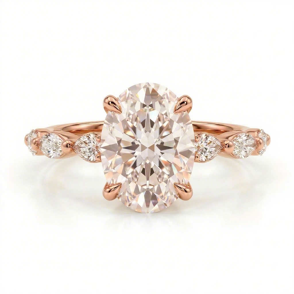 3.55 Ct CTW Dazzling Oval with Marquise Cut VVS Moissanite S925 Silver Engagement Ring 3.55 Ct CTW Dazzling Oval with Marquise Cut VVS Moissanite S925 Silver Engagement Ring