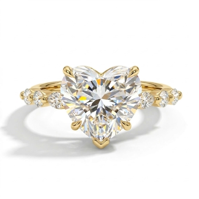 3.55 ct CTW Heart with Marquise Cut VVS Moissanite S925 Silver Engagement Ring