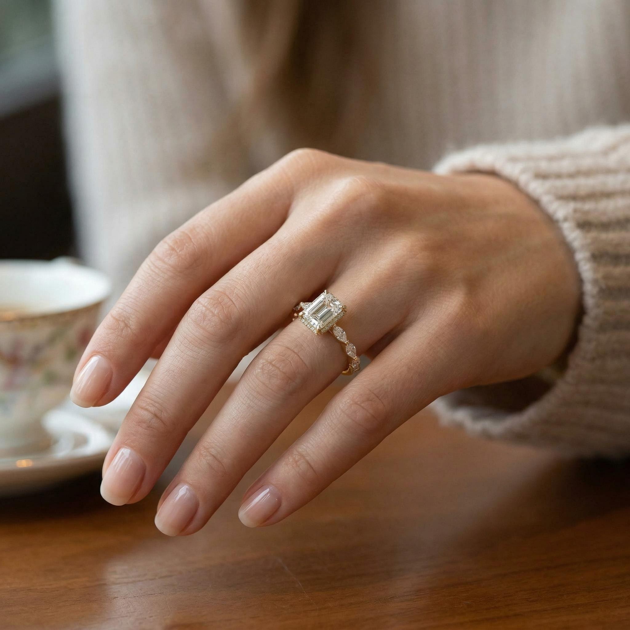 3.55ct CTW Radiant with Marquise Cut VVS Moissanite S925 Silver Engagement Ring 3.55ct CTW Radiant with Marquise Cut VVS Moissanite S925 Silver Engagement Ring