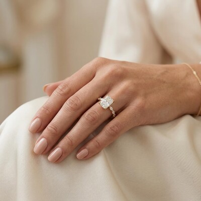 3.55ct TCW Radiant with Marquise Cut VVS Moissanite S925 Silver Engagement Ring