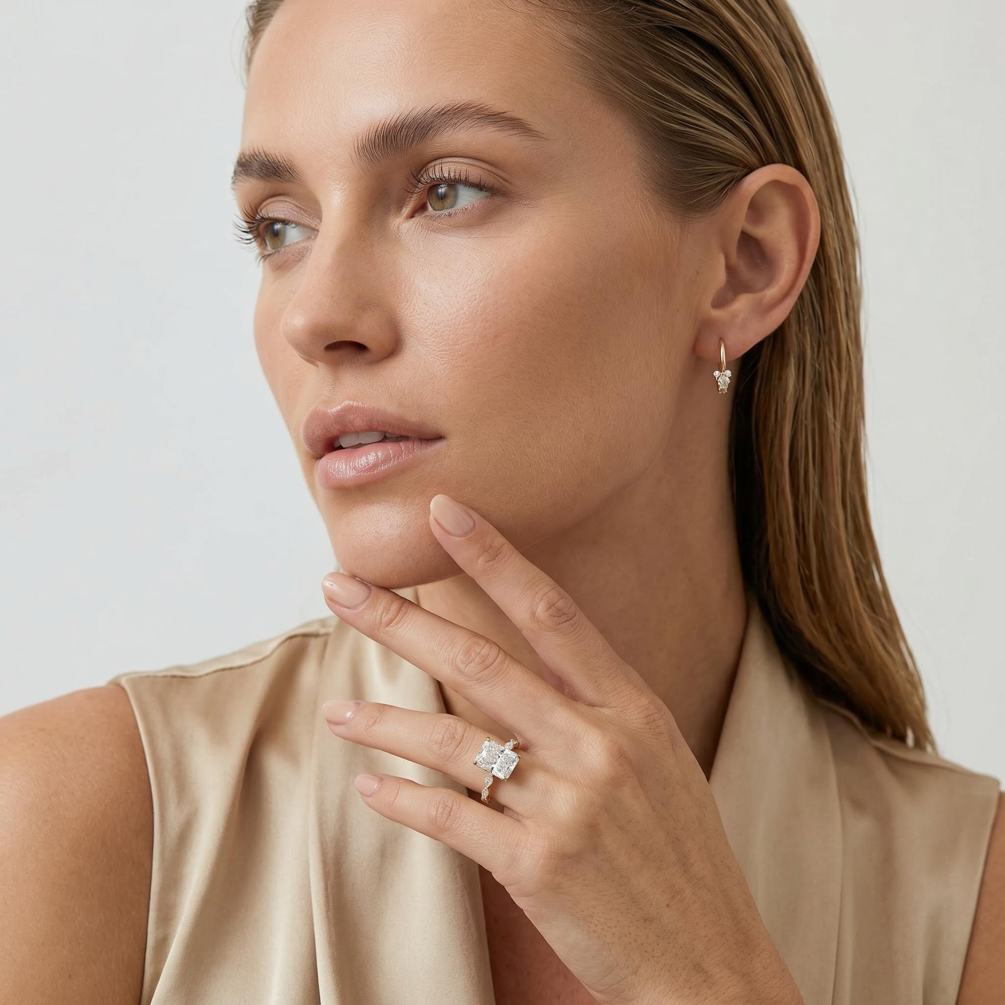 4.56ct. tw. Radiant with Marquise Cut VVS Moissanite S925 Silver Engagement Ring 4.56ct. tw. Radiant with Marquise Cut VVS Moissanite S925 Silver Engagement Ring