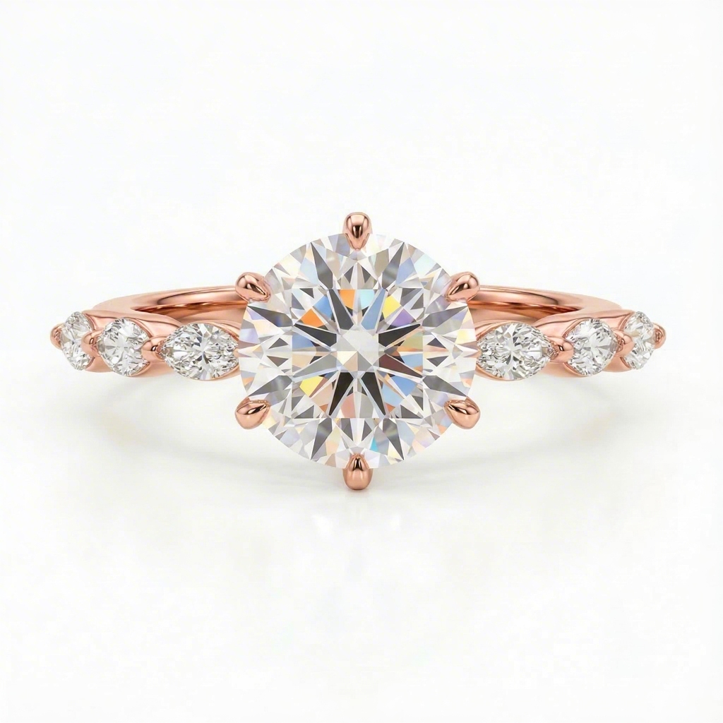 3.55ct CTW Sparkling Round wiht Marquise Cut VVS Moissanite S925 Silver Engagement Ring 3.55ct CTW Sparkling Round wiht Marquise Cut VVS Moissanite S925 Silver Engagement Ring