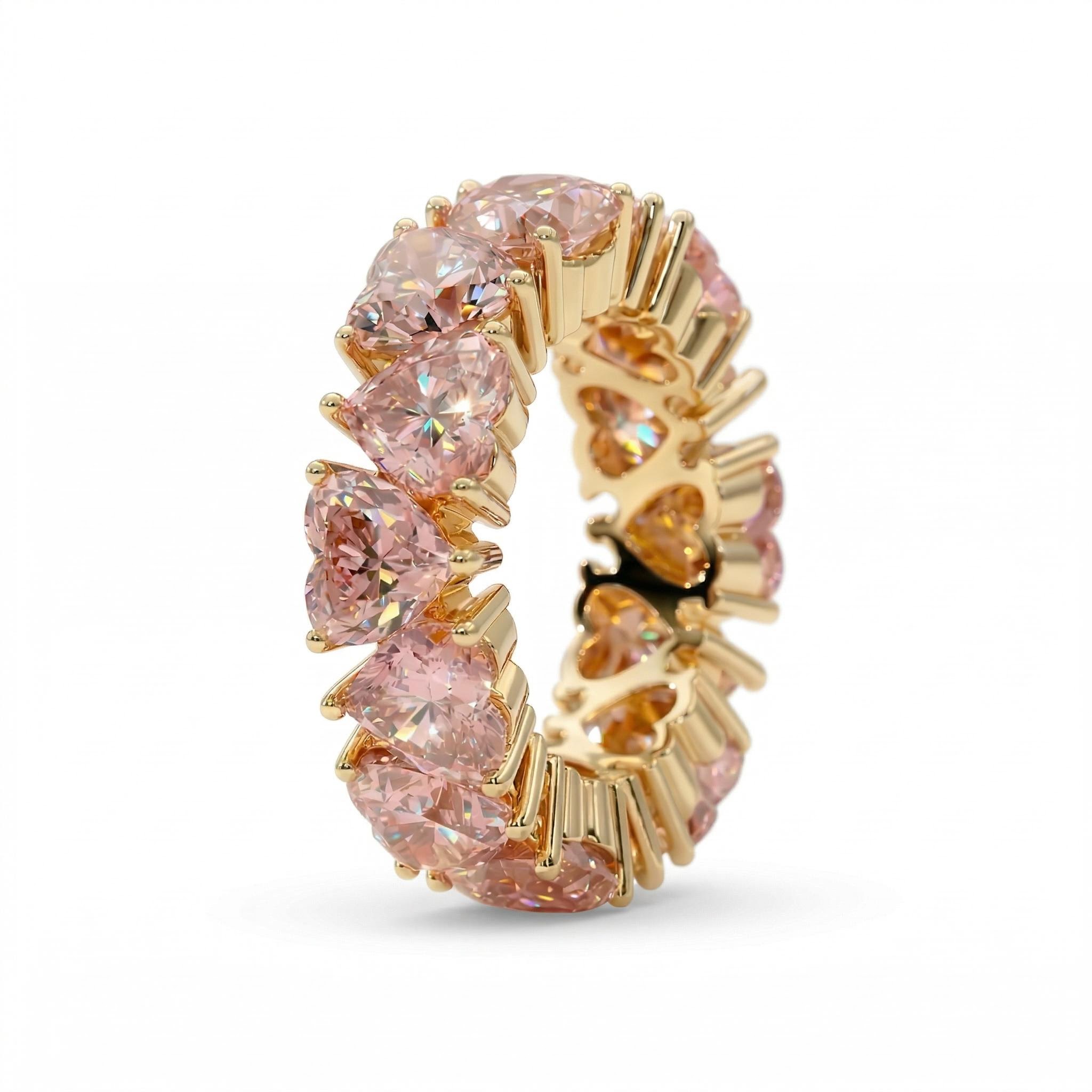 11.2 ct.tw. Pink Heart Cut S925 Silver Women's Eternity Band