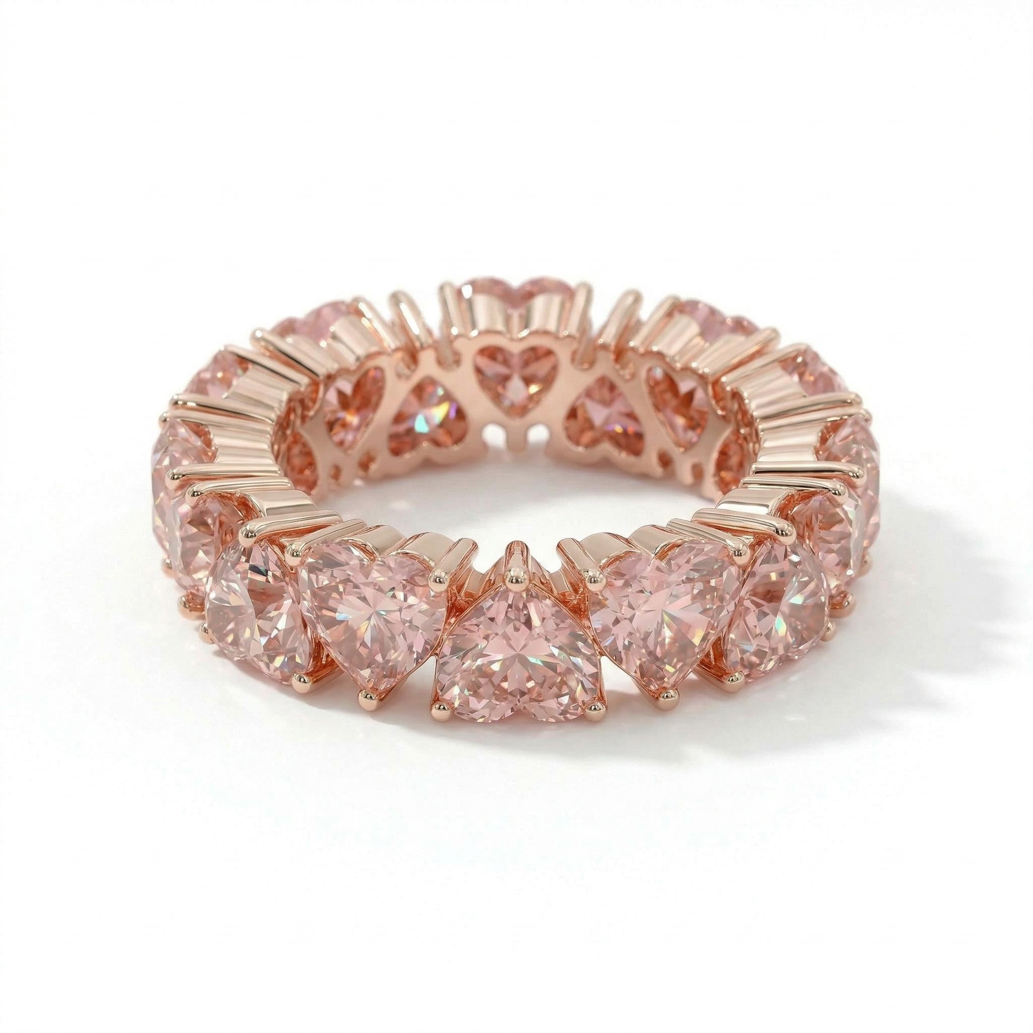 11.2 ct.tw. Pink Heart Cut S925 Silver Women's Eternity Band