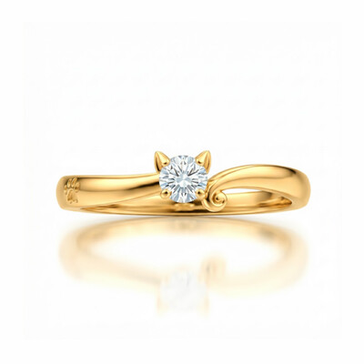 0.5ct CTW Cat-Themed Round Cut VVS Moissanite S925 Silver Ring