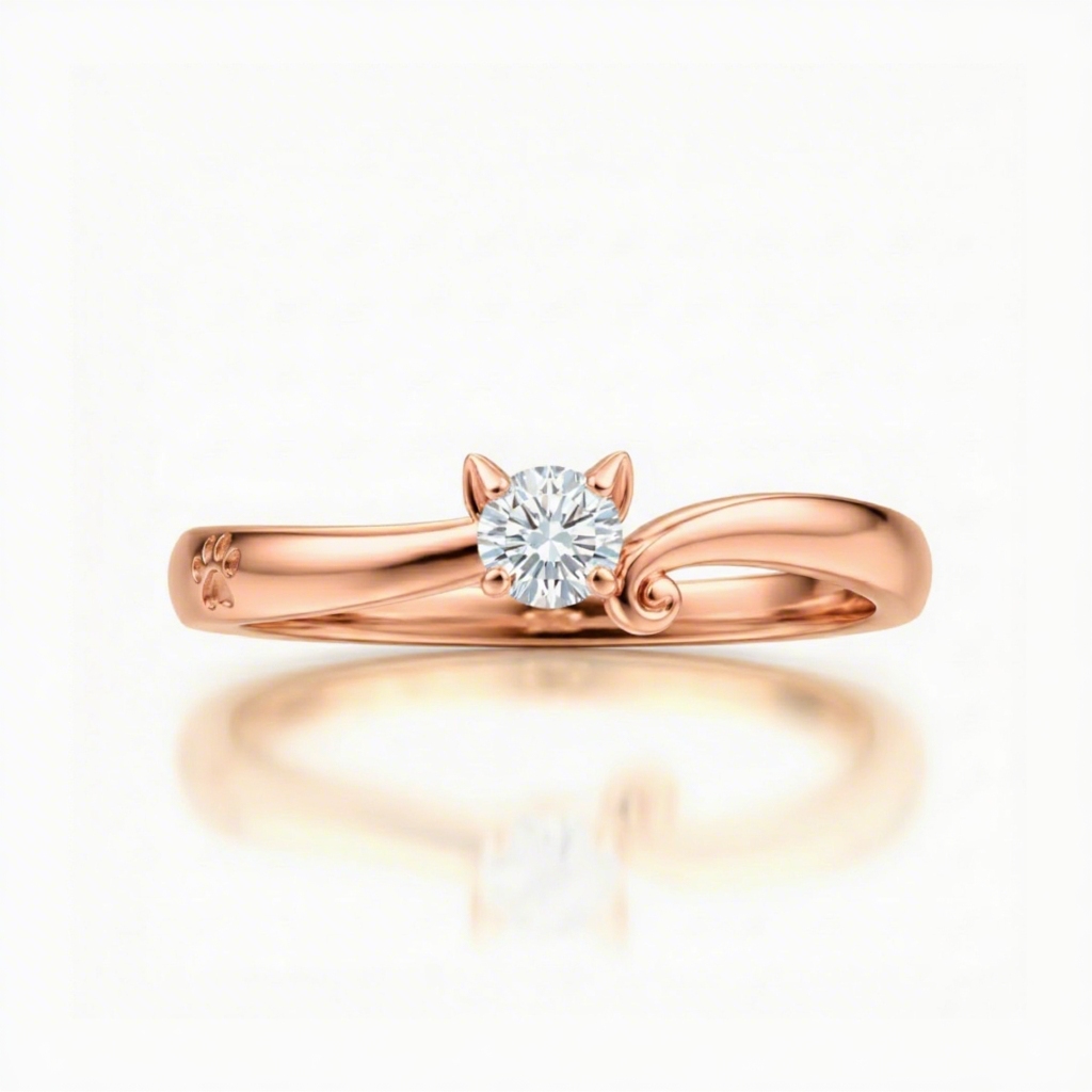 0.5ct CTW Cat-Themed Round Cut VVS Moissanite S925 Silver Ring