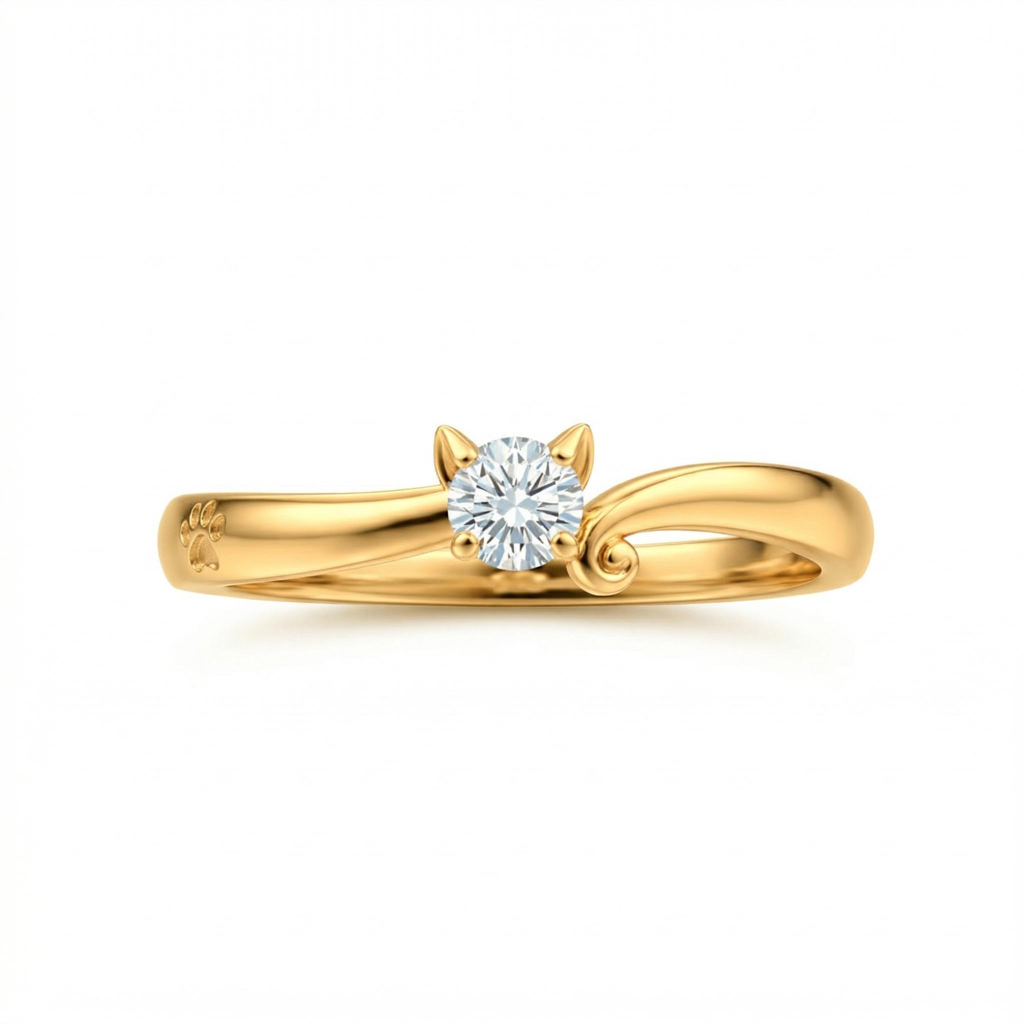 0.3 ct.tw. Cat-Themed Round Cut VVS Moissanite S925 Silver Ring
