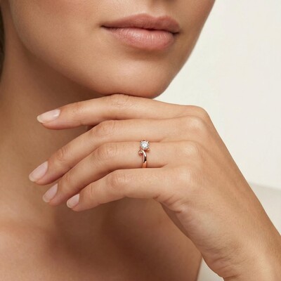 0.5ct. tw. Cat-Themed Round Cut VVS Moissanite S925 Silver Ring