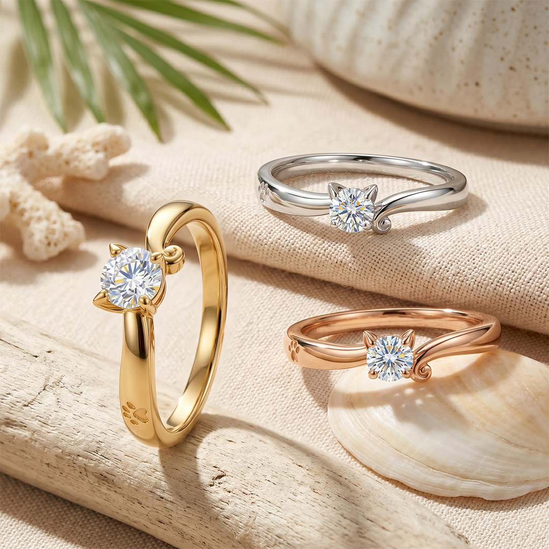 0.3 ct.tw. Cat-Themed Round Cut VVS Moissanite S925 Silver Ring 0.3 ct.tw. Cat-Themed Round Cut VVS Moissanite S925 Silver Ring