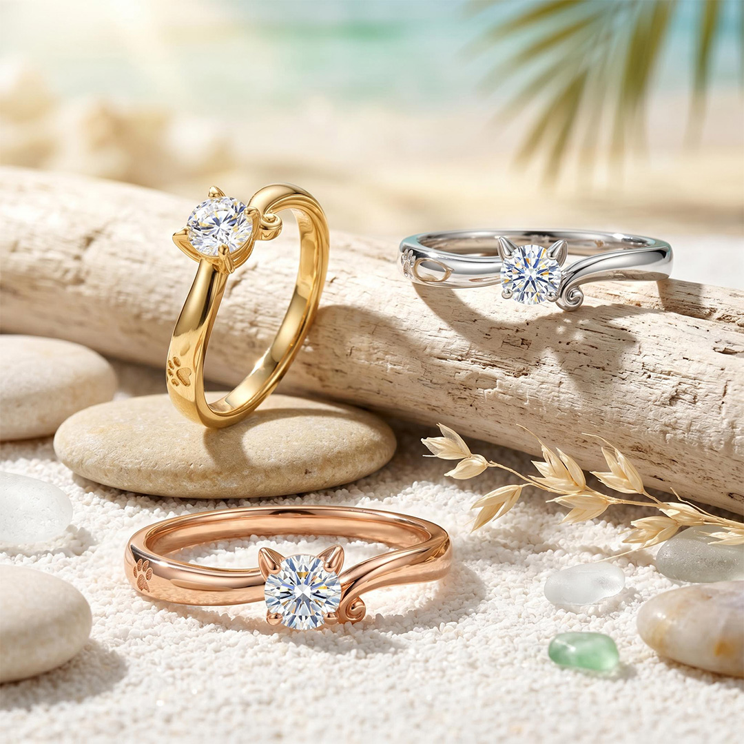 0.3 ct.tw. Cat-Themed Round Cut VVS Moissanite S925 Silver Ring 0.3 ct.tw. Cat-Themed Round Cut VVS Moissanite S925 Silver Ring