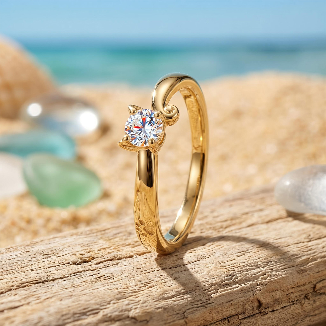 0.3 ct.tw. Cat-Themed Round Cut VVS Moissanite S925 Silver Ring 0.3 ct.tw. Cat-Themed Round Cut VVS Moissanite S925 Silver Ring