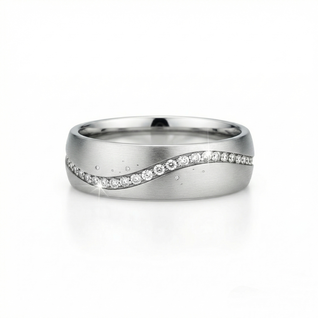 Galaxy Wave Design S925 Silver Wedding Band