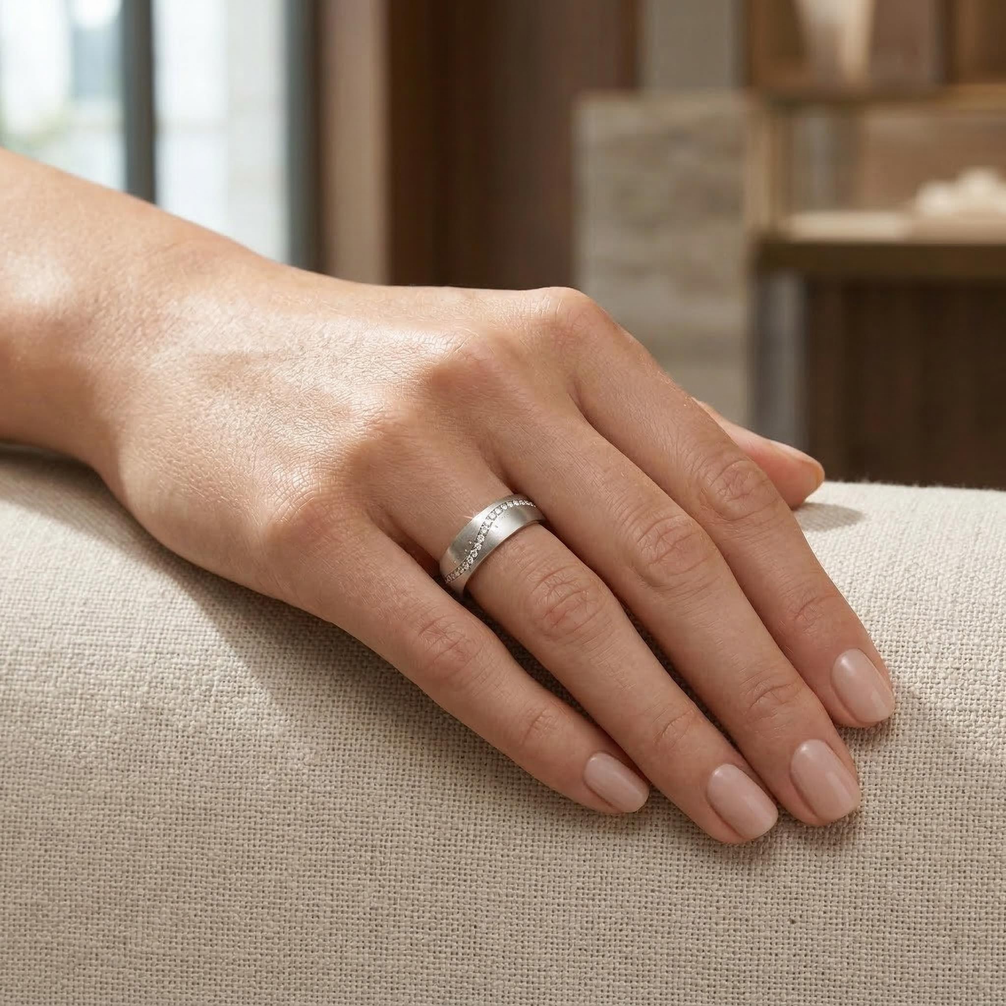 Galaxy Wave Design S925 Silver Wedding Band