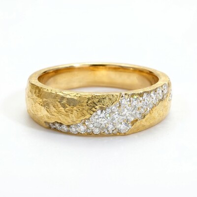 Matte White Galaxy Round Cut VVS Moissanite S925 Silver Wedding Band